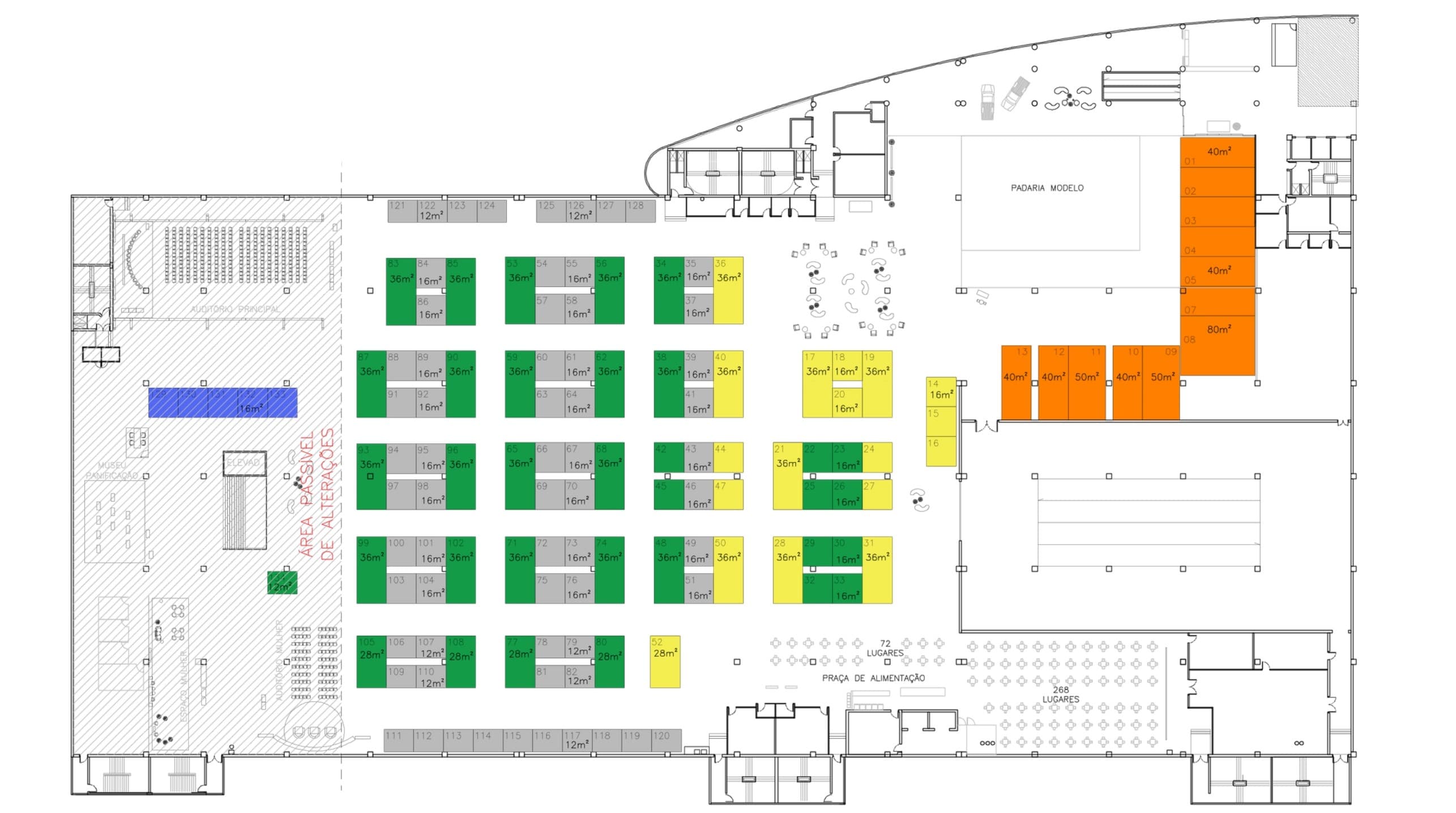 Planta baixa oficial da PaniFair com estandes categorizados por cor